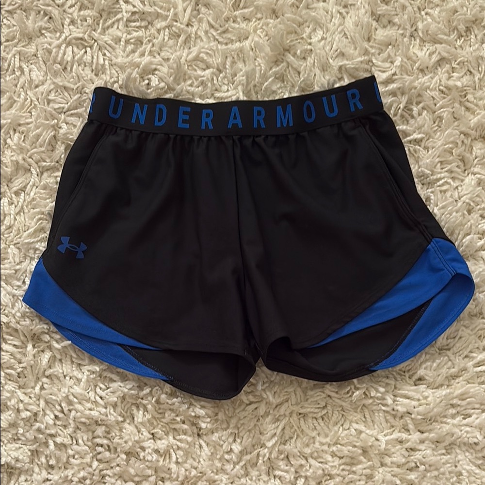 Under Armour Black and Blue Athletic Shorts Lightweight Design